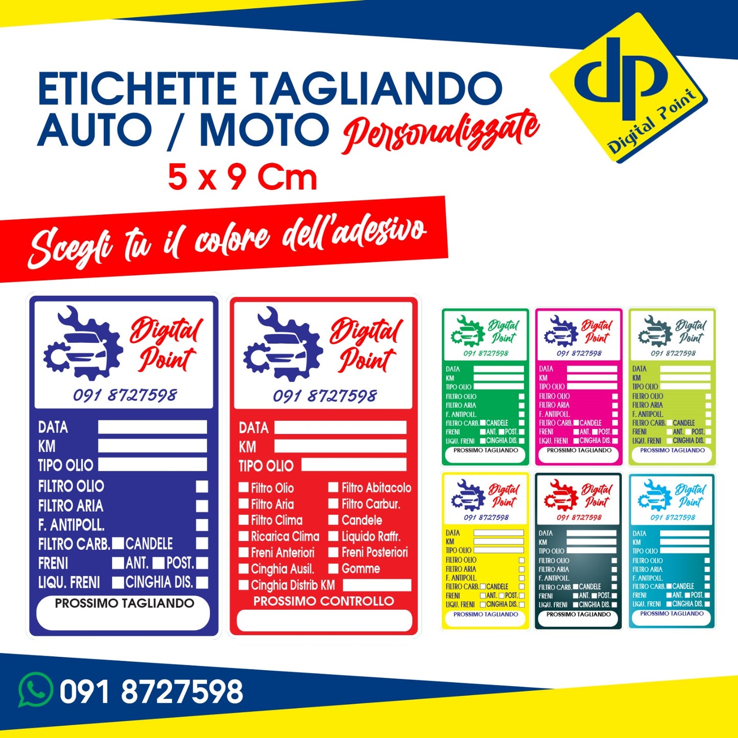 ETICHETTE ADESIVE IN PVC PER TAGLIANDO AUTO