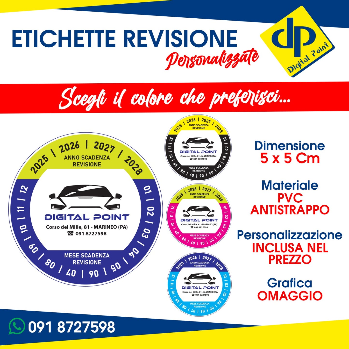 ETICHETTE ADESIVE IN PVC PER SCADENZA REVISIONE